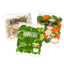 Bloemkool-, broccoliroosjes of wortel-bloemkool-broccoli mix